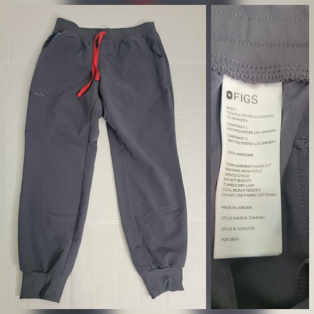 Figs Zamora Gray Joggers with Red Drawstring Sz Large Womens
